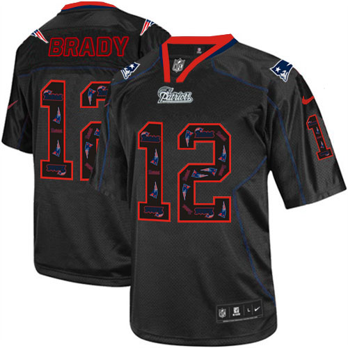 Men's Elite Tom Brady Nike Jersey New Lights Out Black - #12 NFL New England Patriots